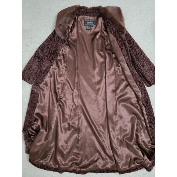 TERRY LEWIS Classic Luxuries Full Length Brown Velour Faux Fur Coat Size XS (S) - Picture 5 of 14
